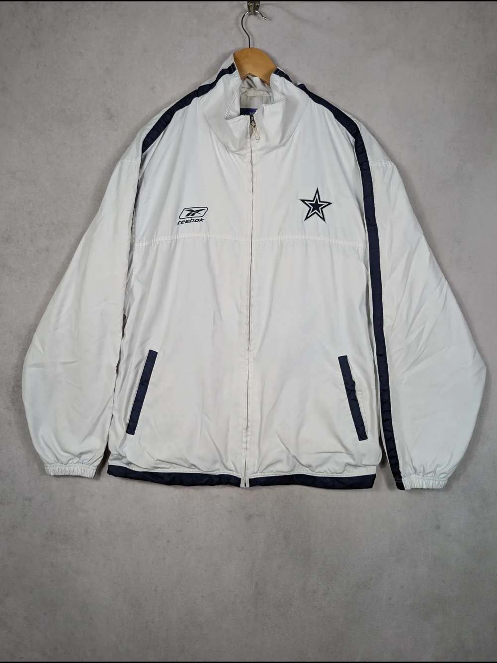 Reebok NFL Dallas Cowboys Sweatshirt Full Zip Jacket Mens Size Large White